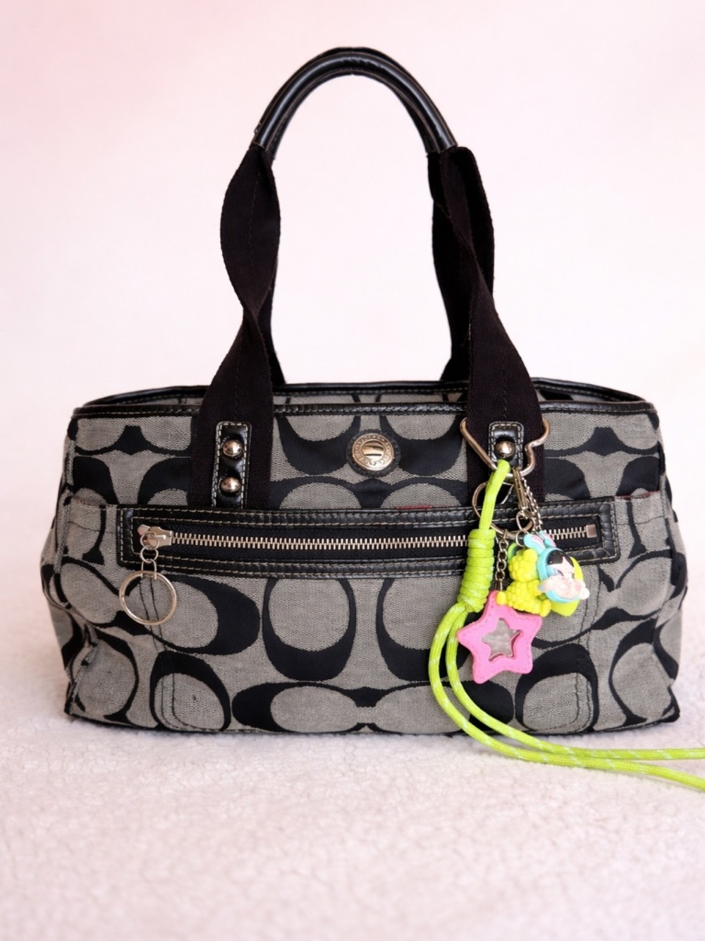 Coach Gray and Black Patterned mini  Tote, vintage y2k